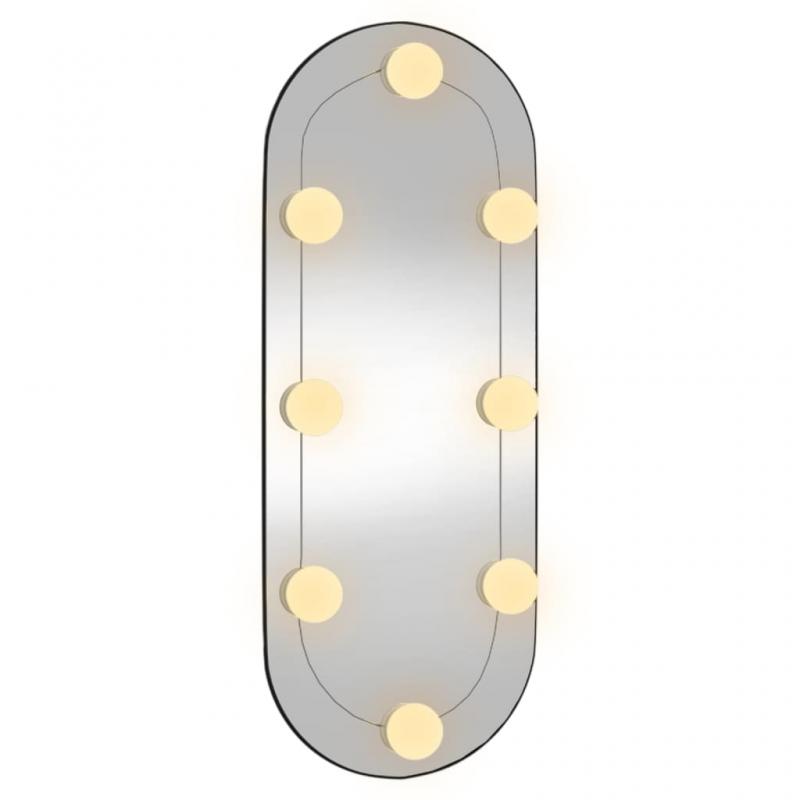 Vgspejl med LED-belysning oval 20x50 cm glas , hemmetshjarta.dk