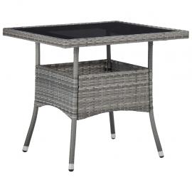 Spisebord til have med glasplade 80x80x75 cm grå syntetisk rattan , hemmetshjarta.dk