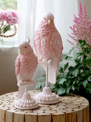 Dekoration Fugl papegje p fod pink H28/L10/B11,5 cm , hemmetshjarta.dk
