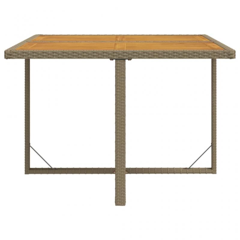 Spisebord til have 109x107x74 cm beige kunstrattan og akacietr , hemmetshjarta.dk