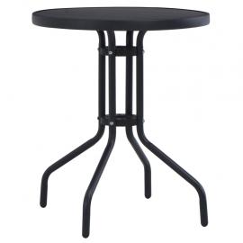 Spisebord til have med glasplade Ø 60x72 cm sort stål , hemmetshjarta.dk
