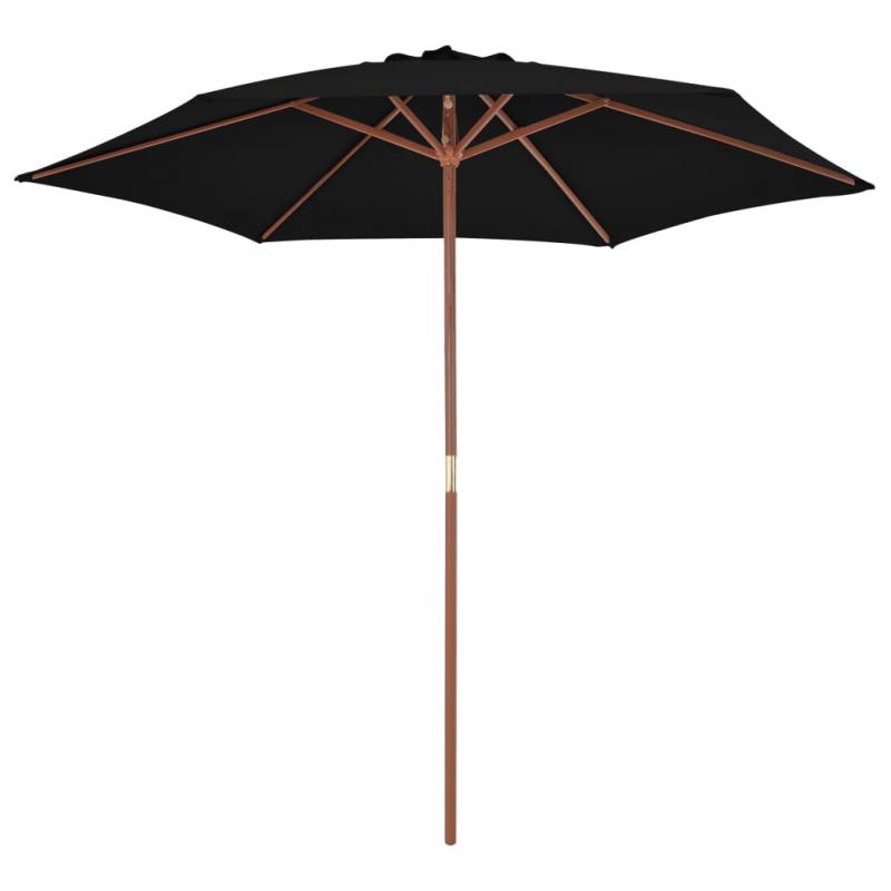 Parasol med trstang 270 cm sort , hemmetshjarta.dk