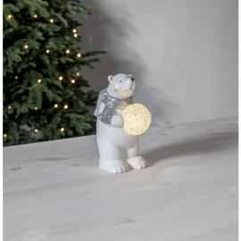 Julepynt LED Polar Isbjørn 20,5 cm Hvid , hemmetshjarta.dk