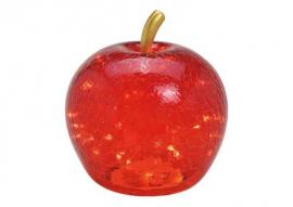 Dekoration LED Æble glas Rød 30 LED timer (B/H/D) 22x24x22cm , hemmetshjarta.dk
