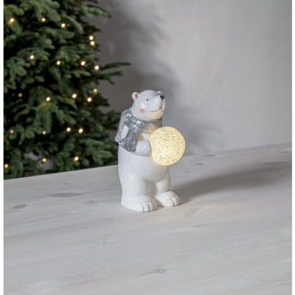 Julepynt LED Polar Isbjrn 20,5 cm Hvid , hemmetshjarta.dk