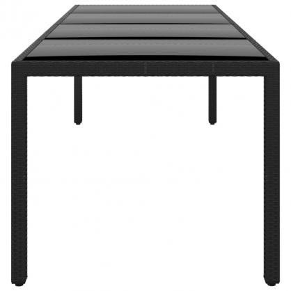 Spisebord til havehrdet glas 250x100x75 cm og kunstrattan sort , hemmetshjarta.dk