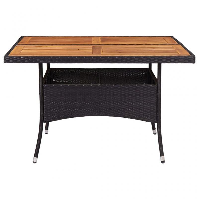 Spisebord til have 120x120x75 cm sort kunstrattan og massiv akacie , hemmetshjarta.dk