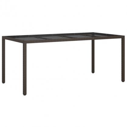 Spisebord til havehrdet glas 190x90x75 cm og kunstrattan brun , hemmetshjarta.dk