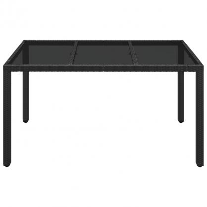 Spisebord til have med glasplade 150x90x75 cm sort kunstrattan , hemmetshjarta.dk