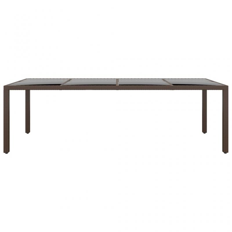 Spisebord til have med glasplade 250x100x75 cm brun kunstrattan , hemmetshjarta.dk