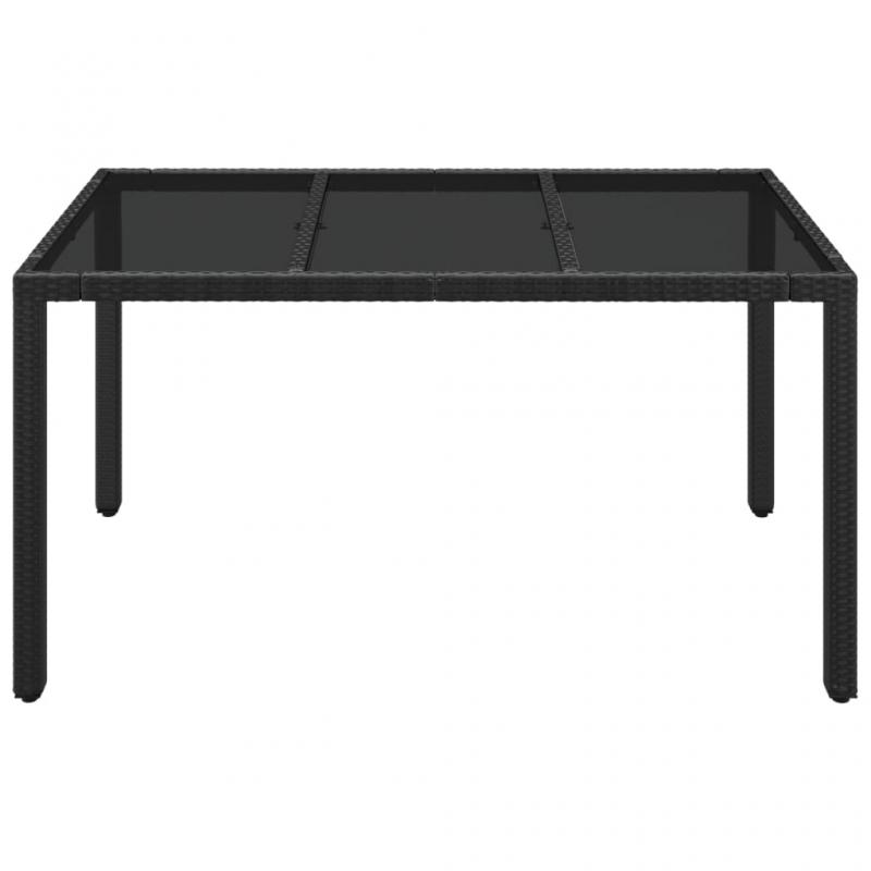 Spisebord til have med glasplade 150x90x75 cm sort kunstrattan , hemmetshjarta.dk
