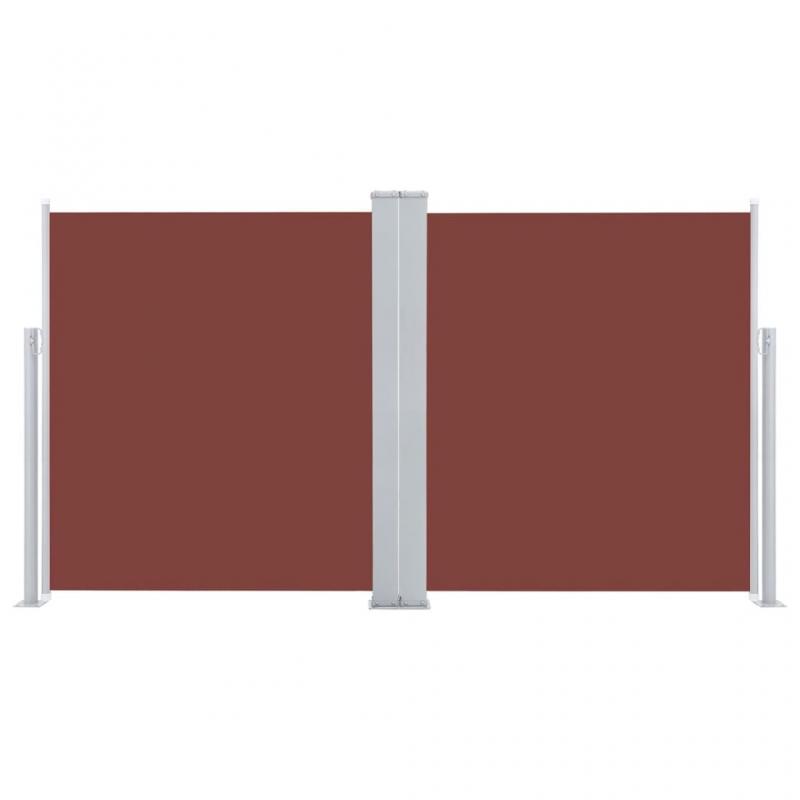 Udtrkkeligt sidemarkise til terrasse brun 140x600 cm dobbelt , hemmetshjarta.dk