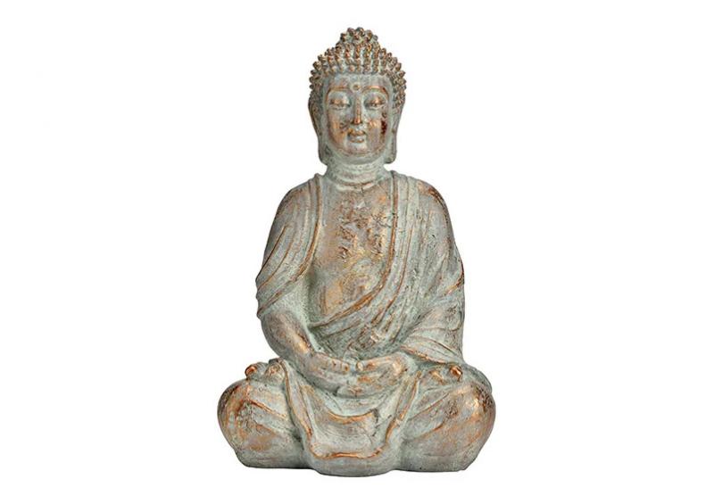 Dekoration Buddha antik guld siddende polyresin (B/H/D) 20x30x15cm , hemmetshjarta.dk
