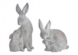 Påskepynt Kanin børn polyresin grå 2-pack (B/H/D) 15x28x12cm 20x18x14cm , hemmetshjarta.dk