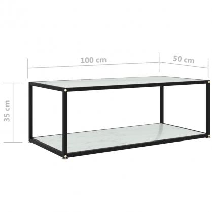 Sofabord 100x50x35 cm hvidt hrdet glas , hemmetshjarta.dk