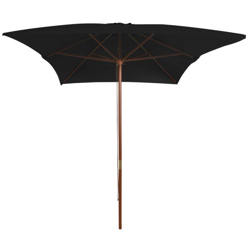 Parasol med trstang 200x300 cm sort , hemmetshjarta.dk