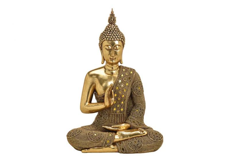 Dekoration Buddha guld polyresin (B/H/D) 34x49x22cm , hemmetshjarta.dk