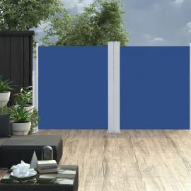 Udtrækkeligt sidemarkise til terrasse blå 140x600 cm dobbelt , hemmetshjarta.dk