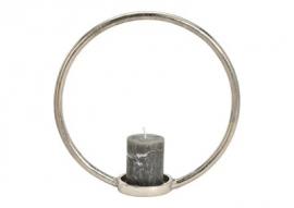 Lysestage Circle Metal Sølv (B/H/D) 32x32x10cm , hemmetshjarta.dk
