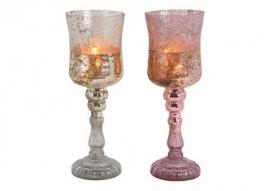 Lanterne fyrfads glas champagne pink 2-pack (B/H/D) 11x32x11cm , hemmetshjarta.dk
