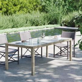 Spisebord til havehærdet glas 190x90x75 cm grå og kunstrattan , hemmetshjarta.dk