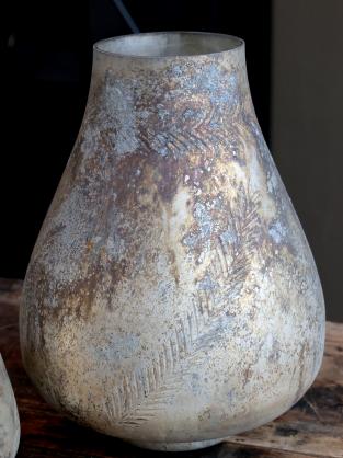 Vase med mnster antik mocca H26/D20 cm , hemmetshjarta.dk