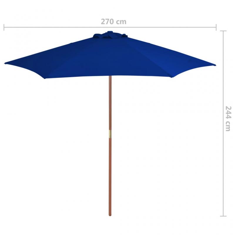 Parasol med trstang 270 cm bl , hemmetshjarta.dk