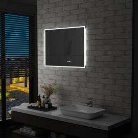Badeværelsesspejl LED med berøringssensor og tidsvisning 80x60 cm , hemmetshjarta.dk