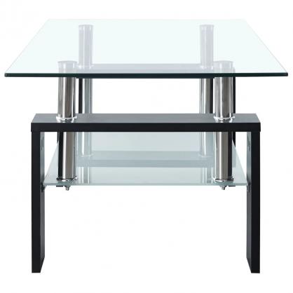 Sofabord 95x55x40 cm hrdet glas sort gennemsigtig , hemmetshjarta.dk