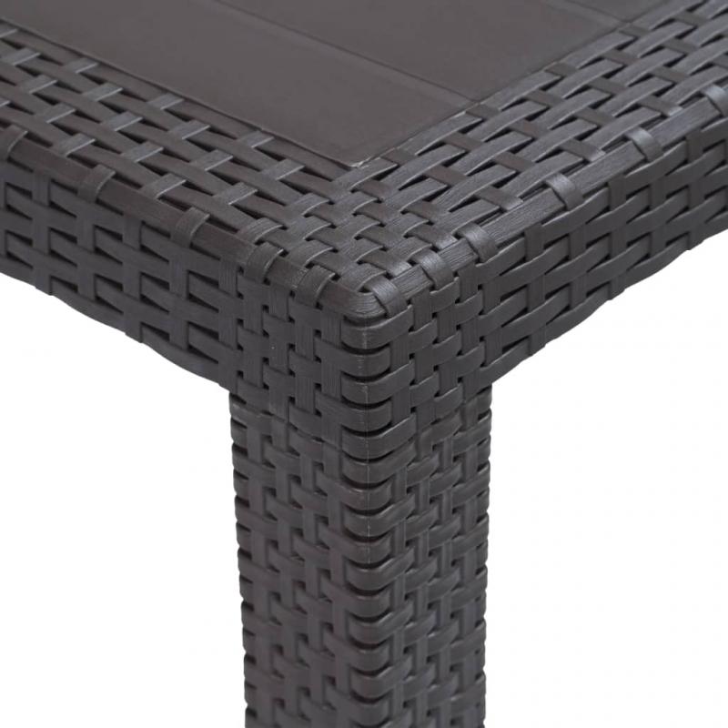 Spisebord til have 220x90x72 cm kunstrattan brun , hemmetshjarta.dk