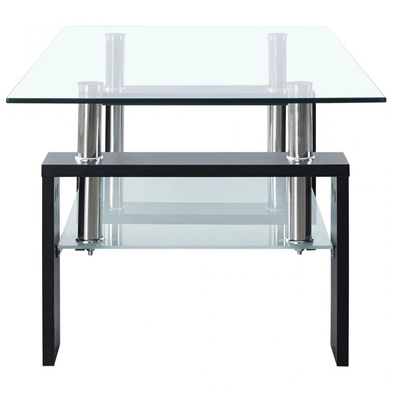 Sofabord 95x55x40 cm hrdet glas sort gennemsigtig , hemmetshjarta.dk