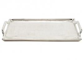 Dekorativ bakke med sølv metalhåndtag (B/H/D) 36x3x21cm , hemmetshjarta.dk