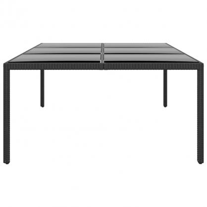 Spisebord til havehrdet glas 200x150x75 cm og kunstrattan sort , hemmetshjarta.dk