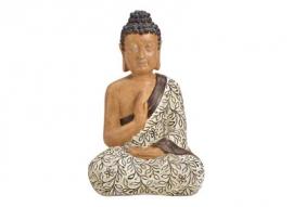Dekoration Buddha beige siddende polyresin (B/H/D) 23x19x37 cm , hemmetshjarta.dk