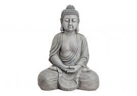 Dekoration Buddha XXL grå sten look polyresin (B/H/D) 49x71x34 cm , hemmetshjarta.dk