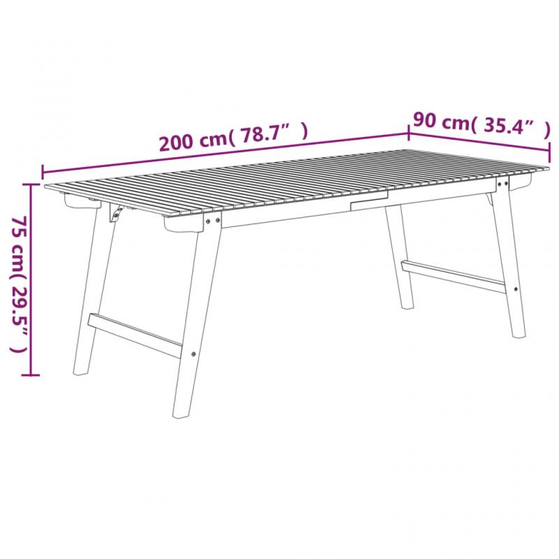 Spisebord til have 200x90x75 cm massivt akacietr , hemmetshjarta.dk