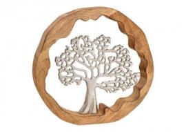 Dekorativt træ metal mangotræ cirkulær brun, sølv (B/H/D) 30x29x5cm , hemmetshjarta.dk