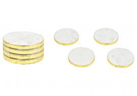 Coasters med guldkant af marmor 4-pack hvid (B/H/D) 10x5x10cm , hemmetshjarta.dk