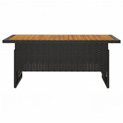 Spisebord til have 100x50x43/63 cm sort akacietr & kunstrattan , hemmetshjarta.dk