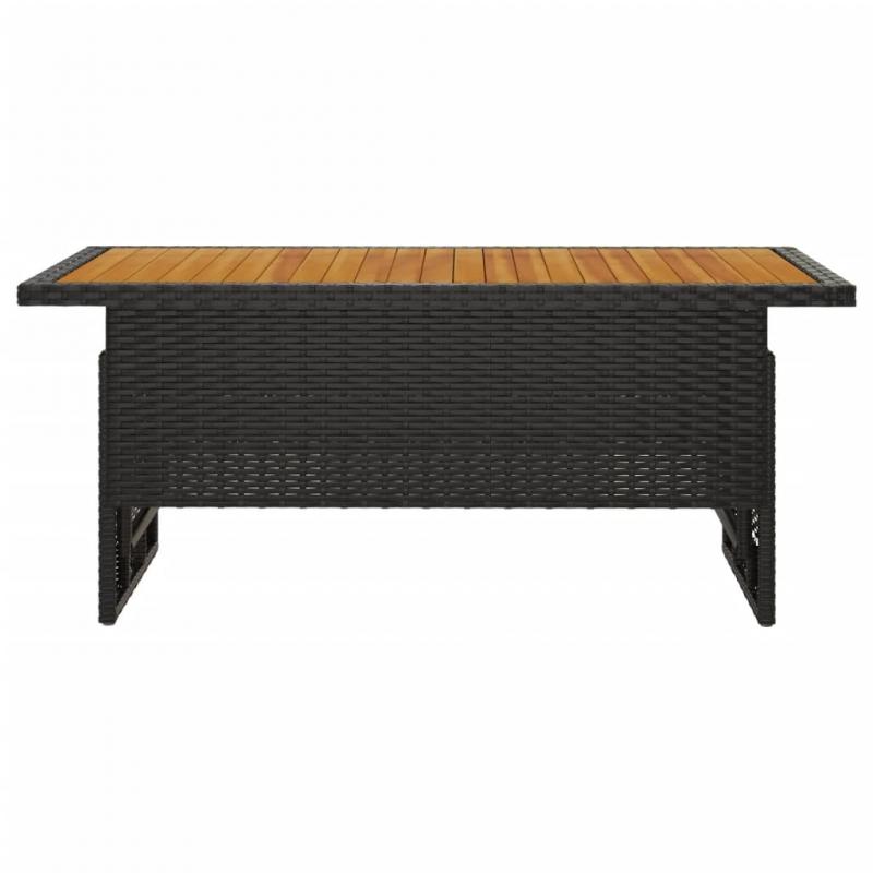Spisebord til have 100x50x43/63 cm sort akacietr & kunstrattan , hemmetshjarta.dk
