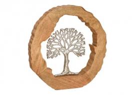 Dekorativt træ i metal i mangotræ cirkulært brun, sølv (B/H/D) 37x38x5cm , hemmetshjarta.dk