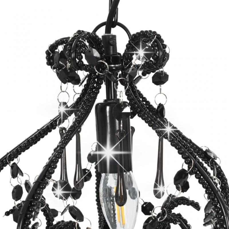 Loftslampe pendel med perler sort rund E14 , hemmetshjarta.dk