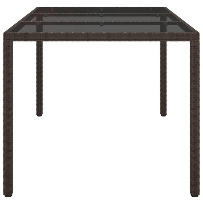 Spisebord til havehrdet glas 150x90x75 cm og syntetisk rattan brun , hemmetshjarta.dk