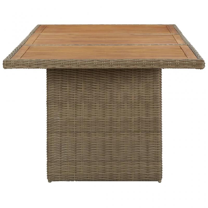 Spisebord til have 200x100x74 cm brun kunstrattan , hemmetshjarta.dk