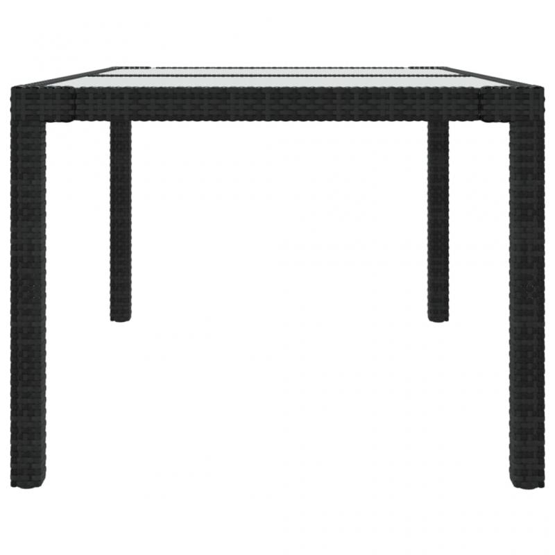 Spisebord til havehrdet glas 150x90x75 cm og kunstrattan sort , hemmetshjarta.dk