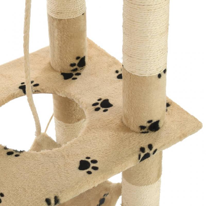 kradsetr til katte med sisal-kradsestolper 140 cm beige poteprint , hemmetshjarta.dk
