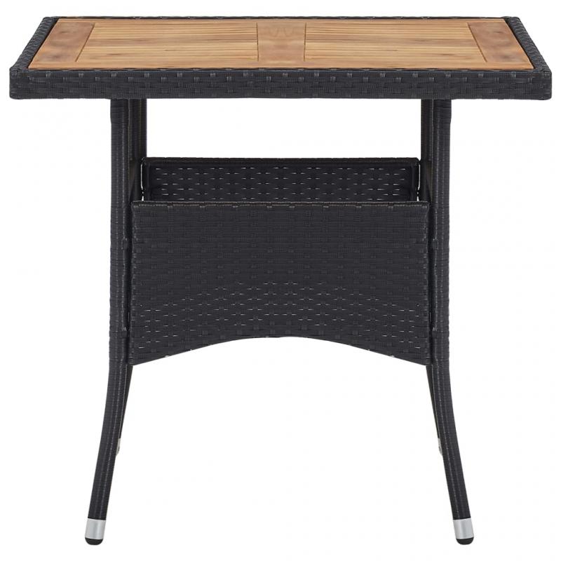 Spisebord til have 80x80x75 cm sort kunstrattan og massiv akacie , hemmetshjarta.dk