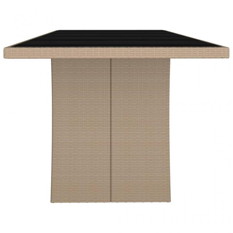 Spisebord til havehrdet glas 240x90x75 cm beige kunstrattan , hemmetshjarta.dk