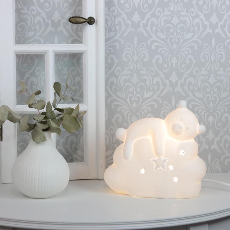 Lampe porceln Bjrn 19,2 cm - hvid , hemmetshjarta.dk