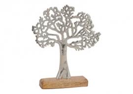 Dekorativt træ på base af mangotræ, sølv (B/H/D) 22x27x5 cm , hemmetshjarta.dk